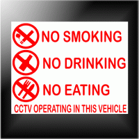 1 x No Smoking, Eating, Drinking in this Vehicle- Warning Sticker Sign